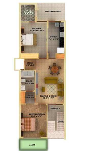 2 BHK Builder Floor 1316 Sq.ft. for Sale in VIP Road, Zirakpur
