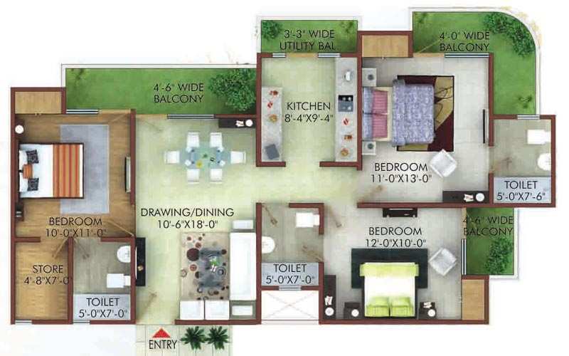 3 BHK 1515 Sq.ft. Apartment for Sale in Raj Nagar Extension, Ghaziabad