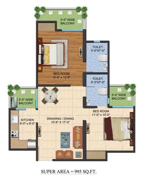 2 BHK 995 Sq.ft. Apartment for Sale in Sector 16B Greater Noida West