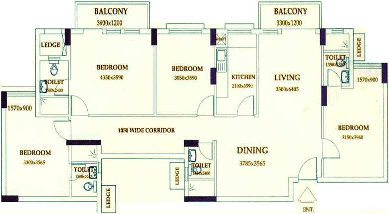 4 BHK 1750 Sq.ft. Apartment for Sale in DLF Phase V, Gurgaon
