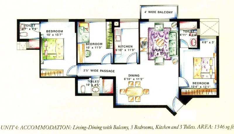 3 BHK 1350 Sq.ft. Apartment for Rent in DLF Phase V, Gurgaon