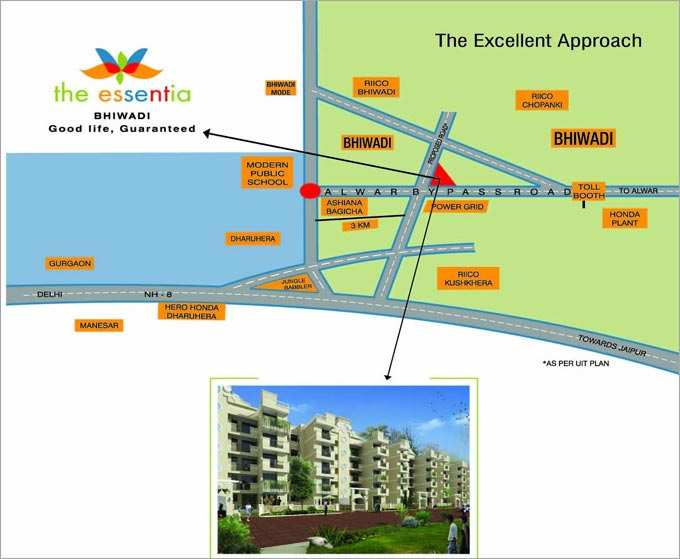 2 BHK 830 Sq.ft. Apartment for Sale in Alwar Bypass Road, Bhiwadi