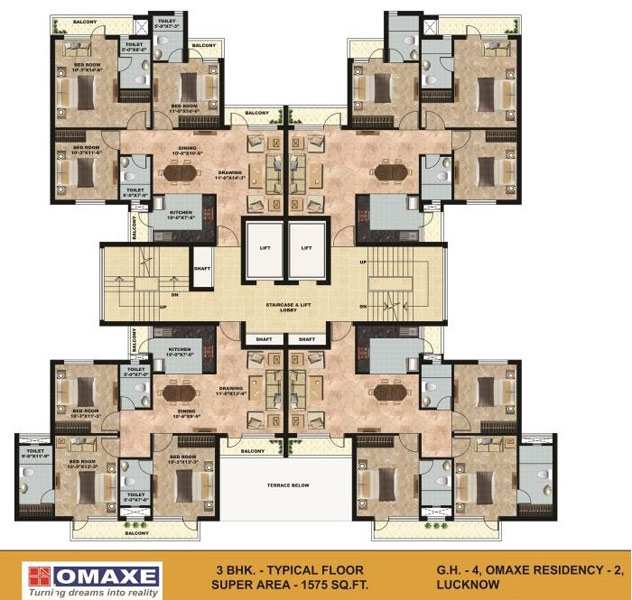 3 BHK 1575 Sq.ft. Apartment for Sale in Gomti Nagar Extension, Lucknow
