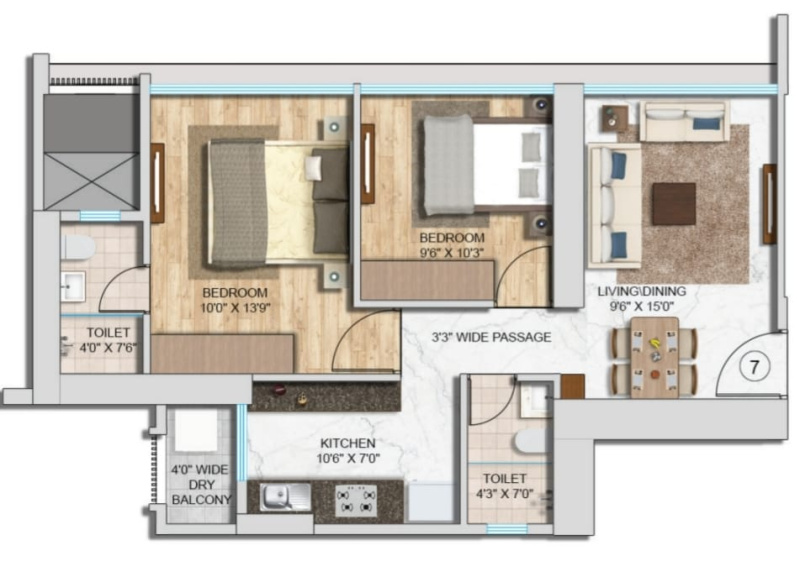 2 BHK Apartment 587 Sq.ft. for Sale in Mulund, Mumbai