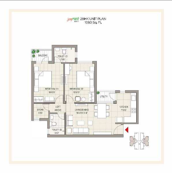 2 BHK Apartment 1000 Sq.ft. for Sale in Phase 7, Mohali