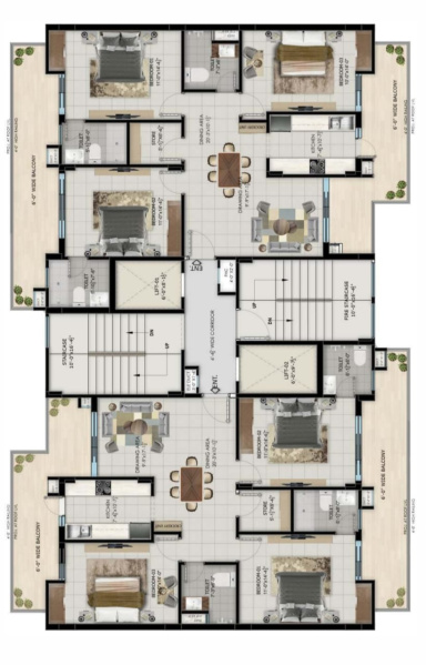 3 BHK 1905 Sq.ft. Apartment for Sale in Chandigarh Patiala Highway, Zirakpur